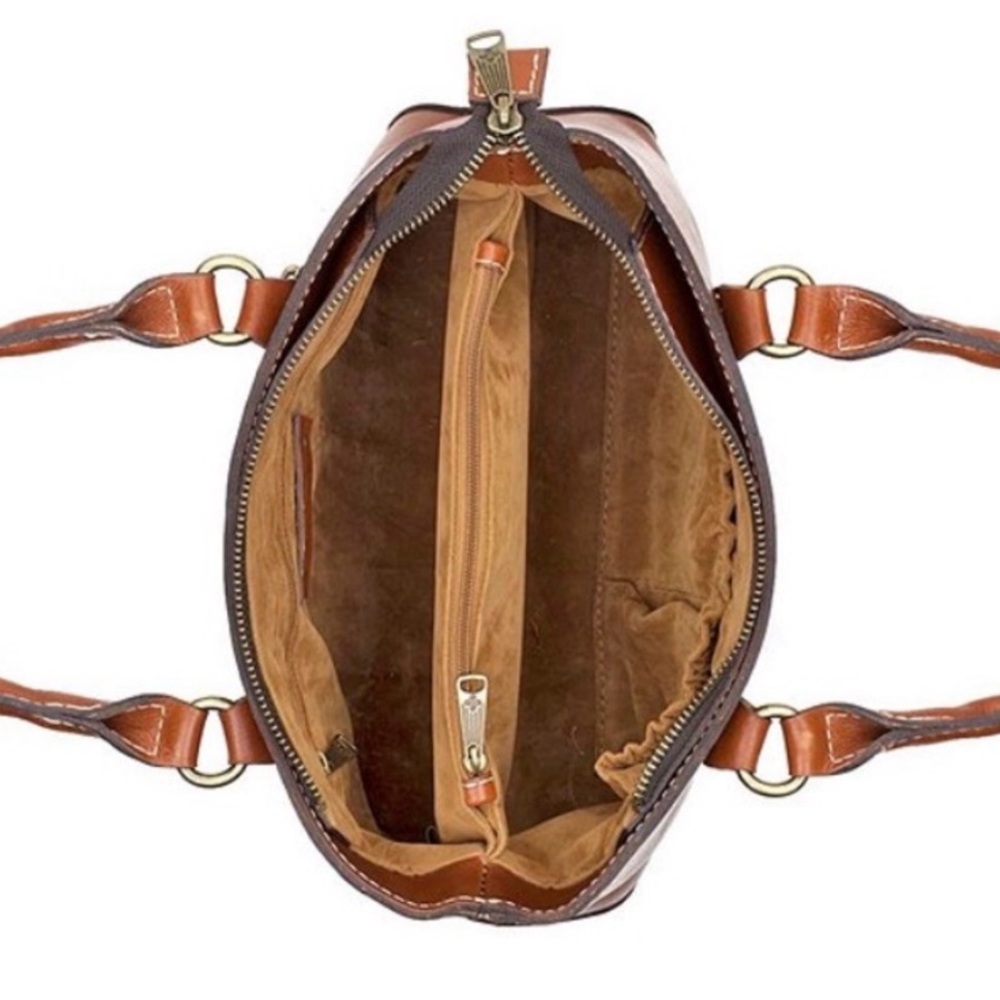 NEW Patricia Nash Heritage Angela Convertible Cross Body‎ Satchel Brown Leather - Picture 7 of 12